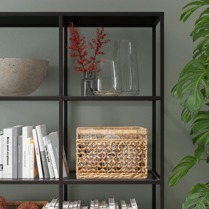 VITTSJÖ Shelving unit - black-brown/glass 100x175 cm - Image 3